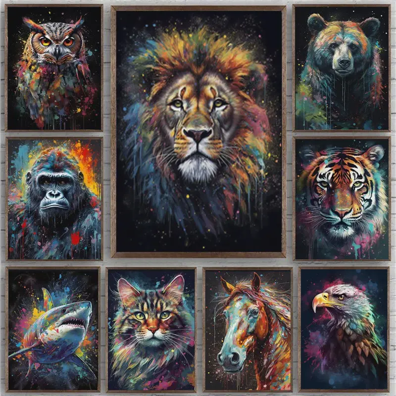 Abstracte Dieren Canvas Poster