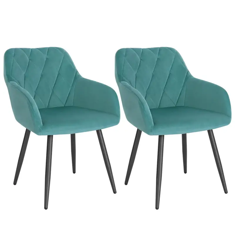 BukkitBow - Set van 2 Luxe Eetkamerstoelen - Fluweel & Metaal