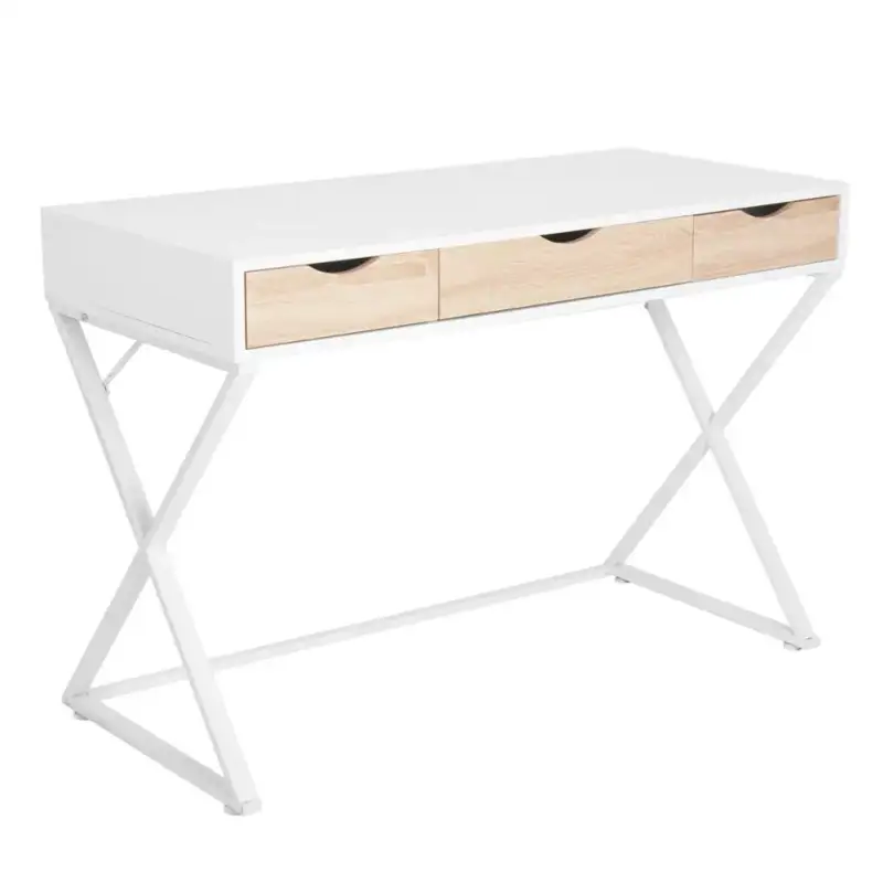 Comnox - BukkitBow Bureau met 3 Laden - Functionele Werkplek - Wit