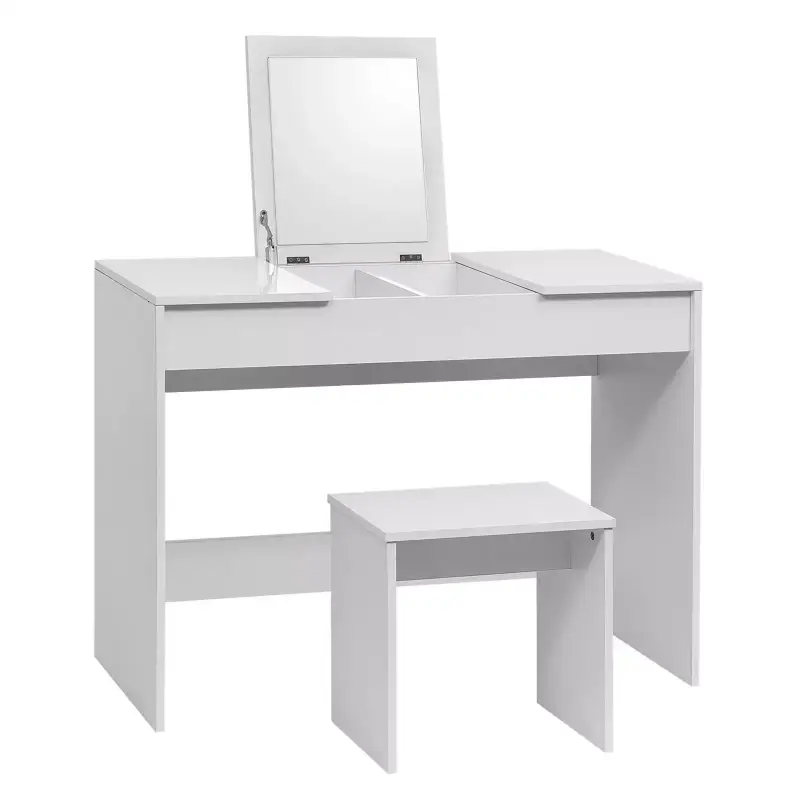 Comnox - BukkitBow Kaptafel met Kruk - Multifunctioneel Design - Wit Hoogglans