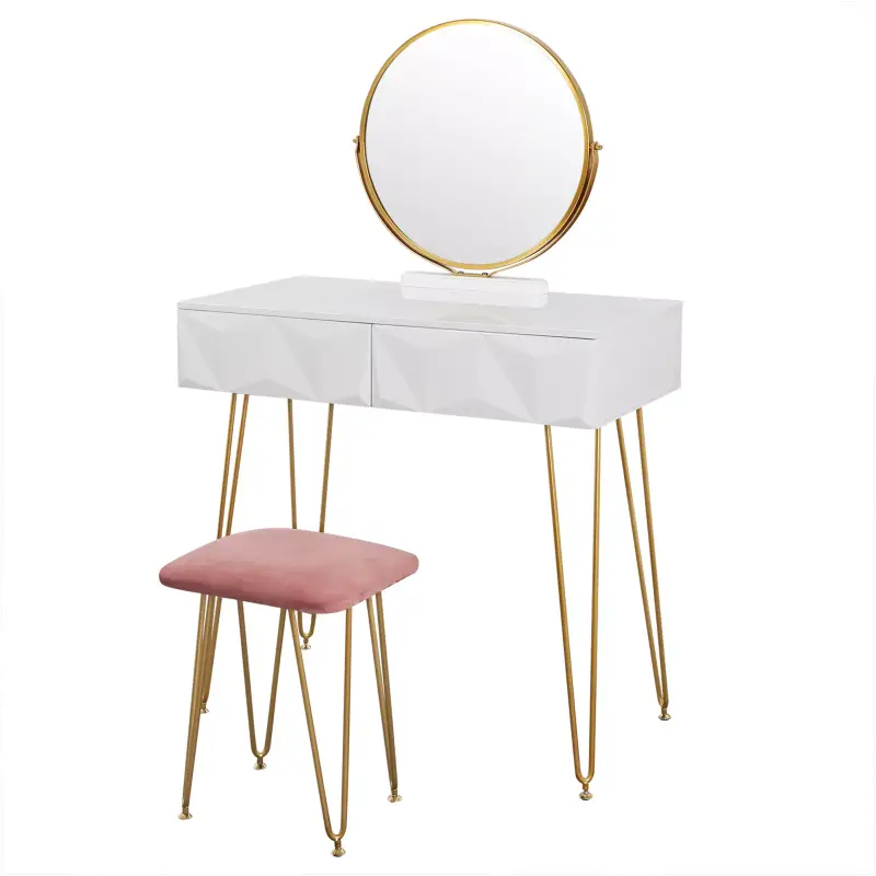 Comnox - BukkitBow Kaptafel Set - Ruimtebesparend & Elegant - Wit met Goud