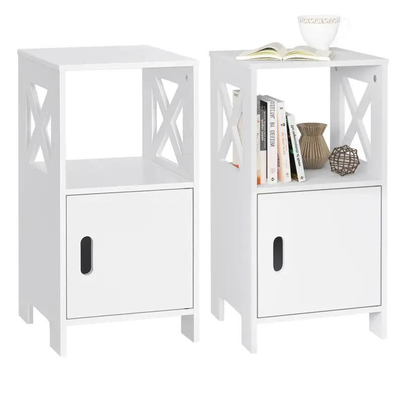Comnox - BukkitBow Set van 2 Nachtkastjes - Compact & Functioneel - Wit MDF