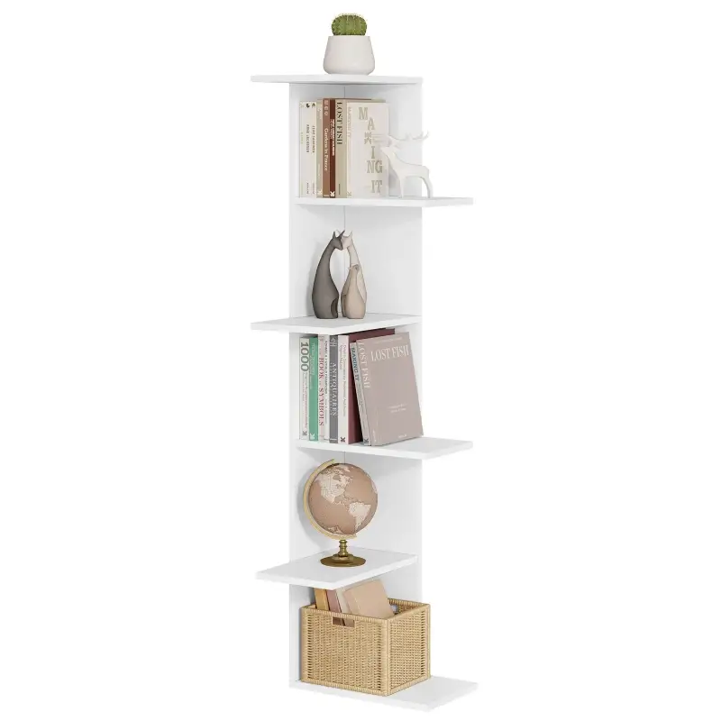 Comnox - BukkitBow Zig-zag Hoek Boekenkast - Ruimtebesparend Design - Wit