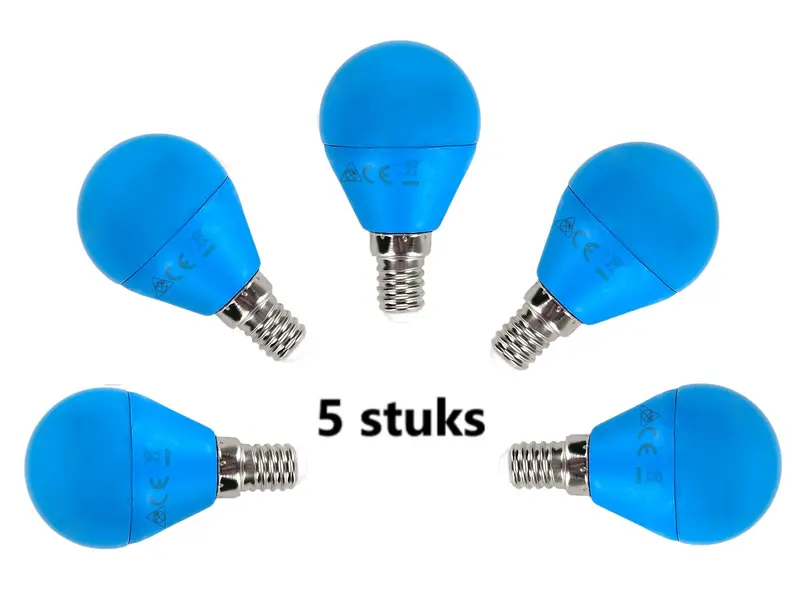Comnox - G45 kogellamp - Set van 5 blauwe LED lampen - E14 fitting