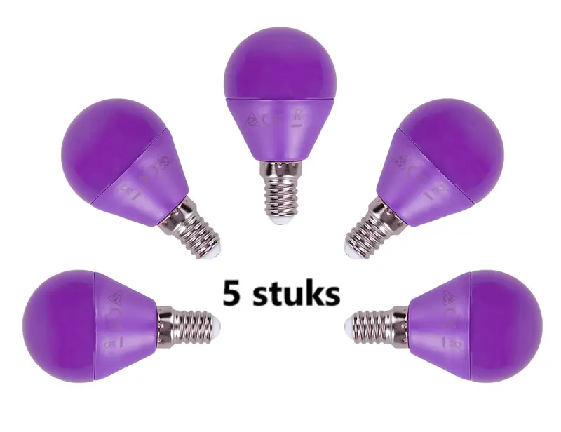 Comnox - G45 LED kogellamp - Set van 5 paarse lampen - E14 fitting