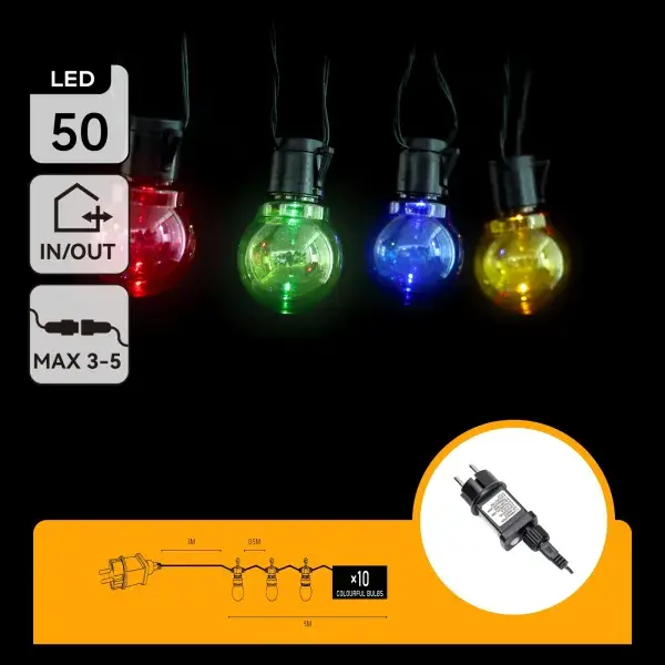 Comnox - Meerkleurige LED lichtstring 8 meter - Koppelbaar en sproeidicht - IP44