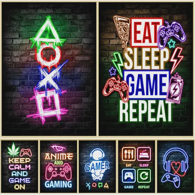 Gaming Neon Canvas Poster