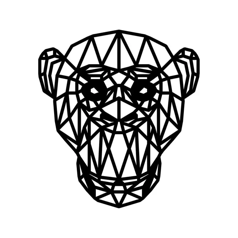 Geometrische Dieren Aap Black