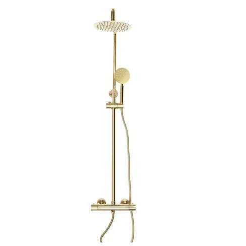 Gouden Messing Douchekolom Retro met Thermostaat