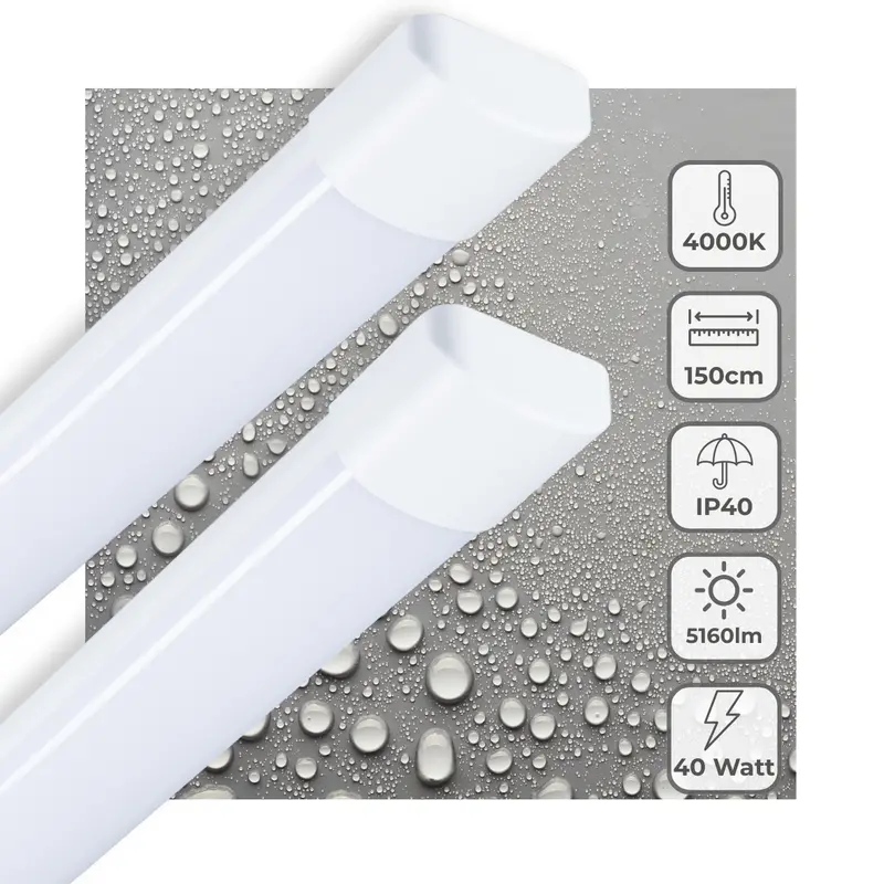 LED batten 150 cm – 5160 lm – 40 W – IP40 – 2-pack