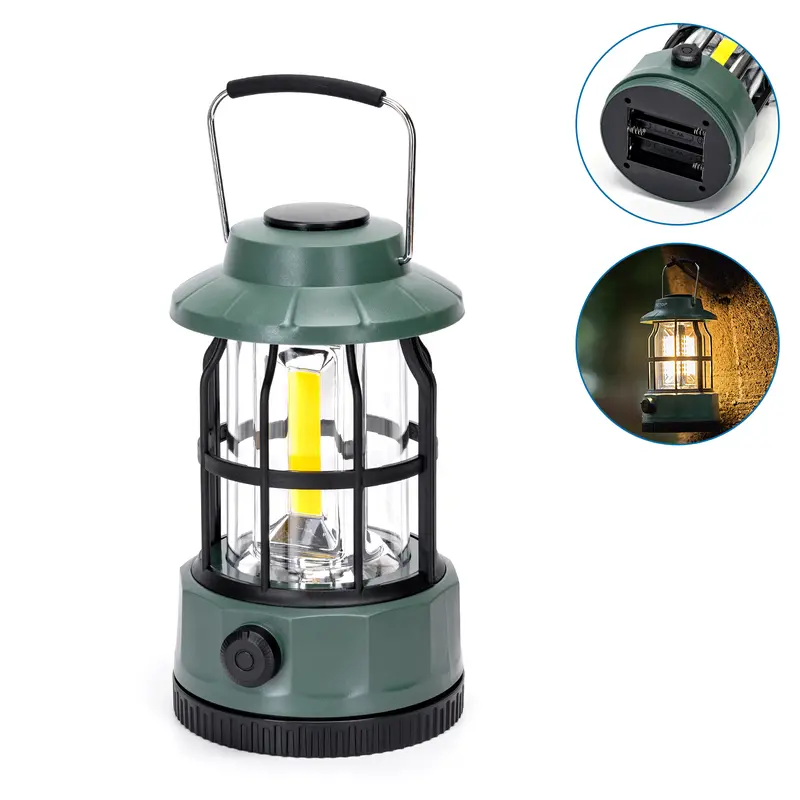 LED campinglamp met handvat – groen – dimbaar – 3 × AA