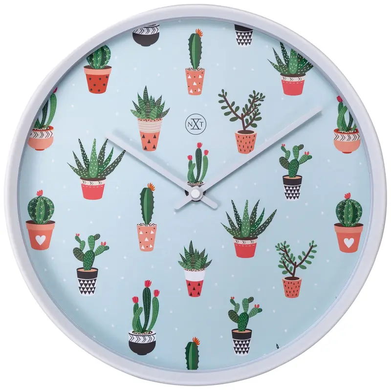 nXt Cactus Wandklok - Stille tijdweergave - 30 cm