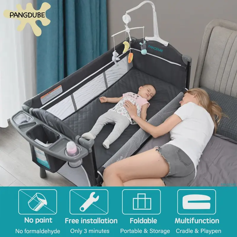 PANGDUBE 4-in-1 Multifunctioneel Babybedje