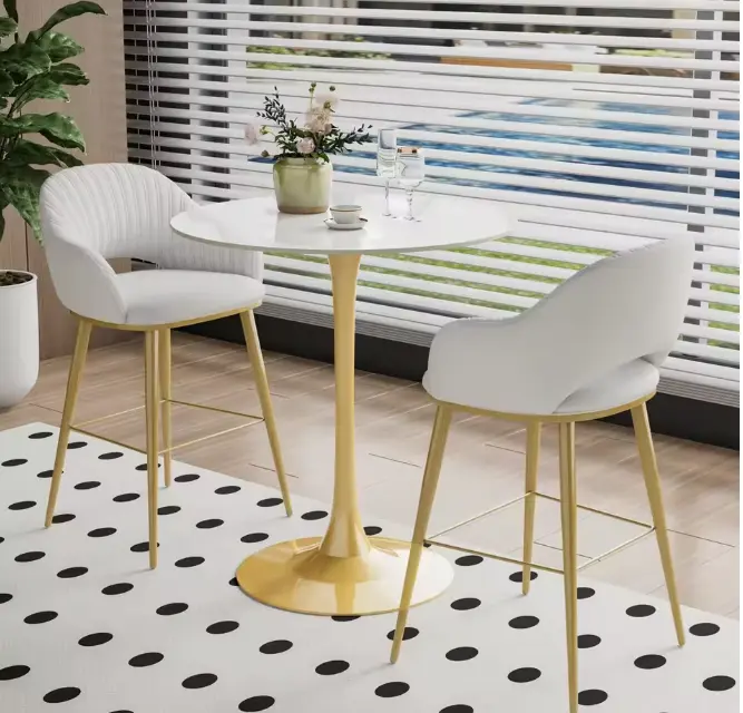Ronde bartafel 100 cm met gesinterd stenen blad