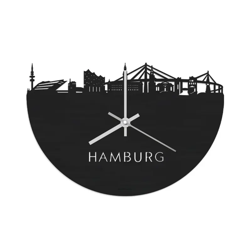 Skyline Klok Hamburg Black