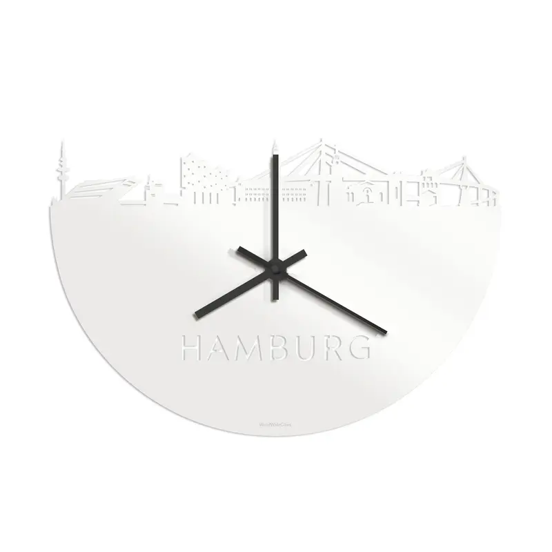 Skyline Klok Hamburg Wit Glanzend