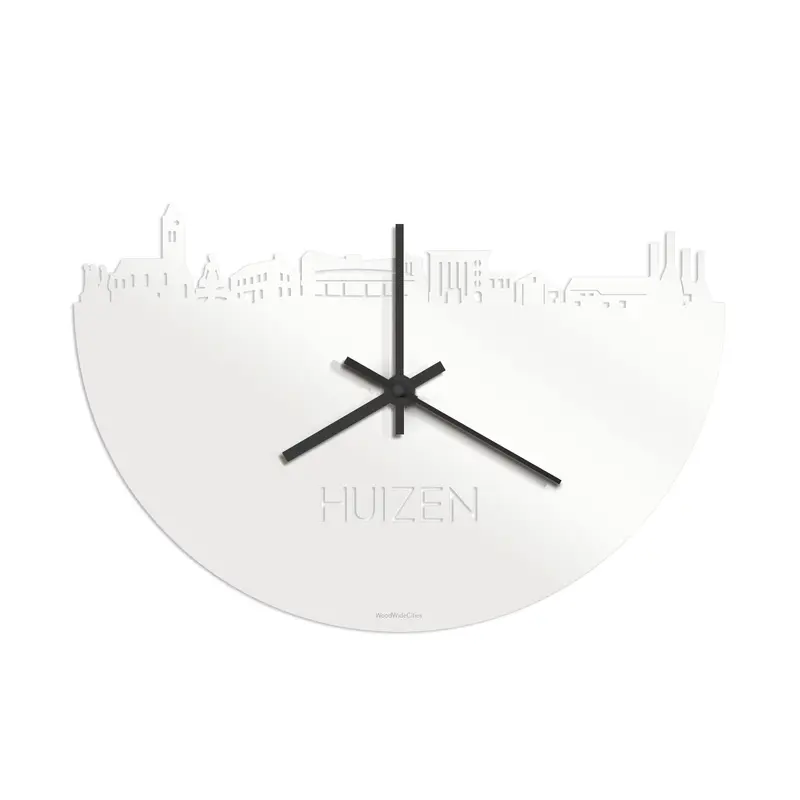 Skyline Klok Huizen Wit Glanzend