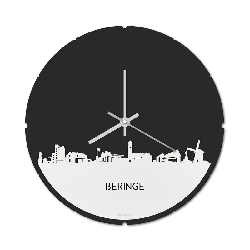 Skyline Klok Rond Beringe Wit Glanzend
