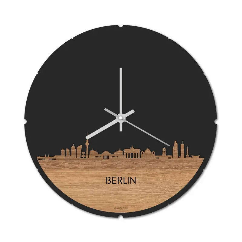 Skyline Klok Rond Berlijn Eiken