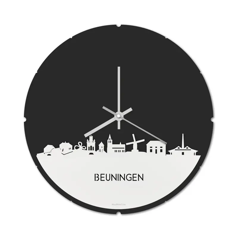 Skyline Klok Rond Beuningen Wit Glanzend