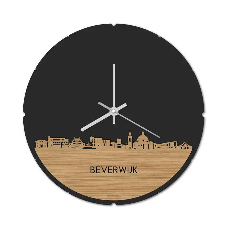 Skyline Klok Rond Beverwijk Bamboe