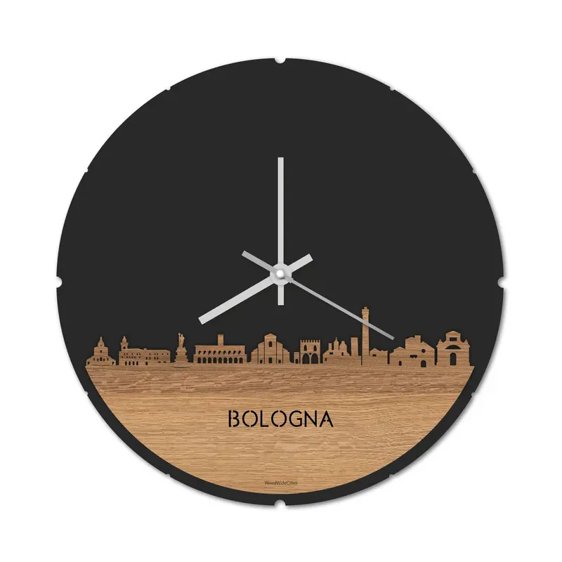 Skyline Klok Rond Bologna Eiken