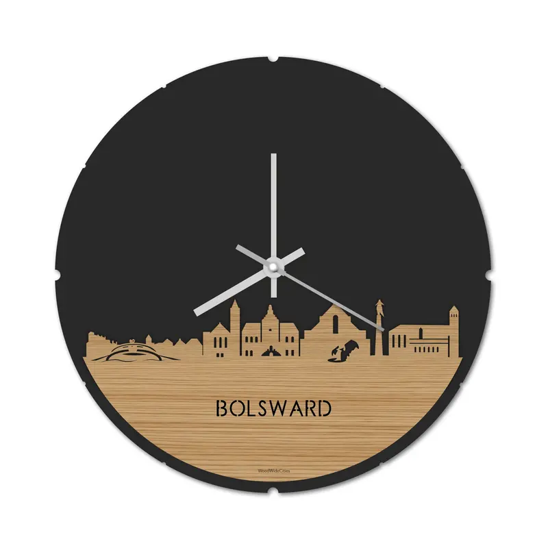 Skyline Klok Rond Bolsward Bamboe