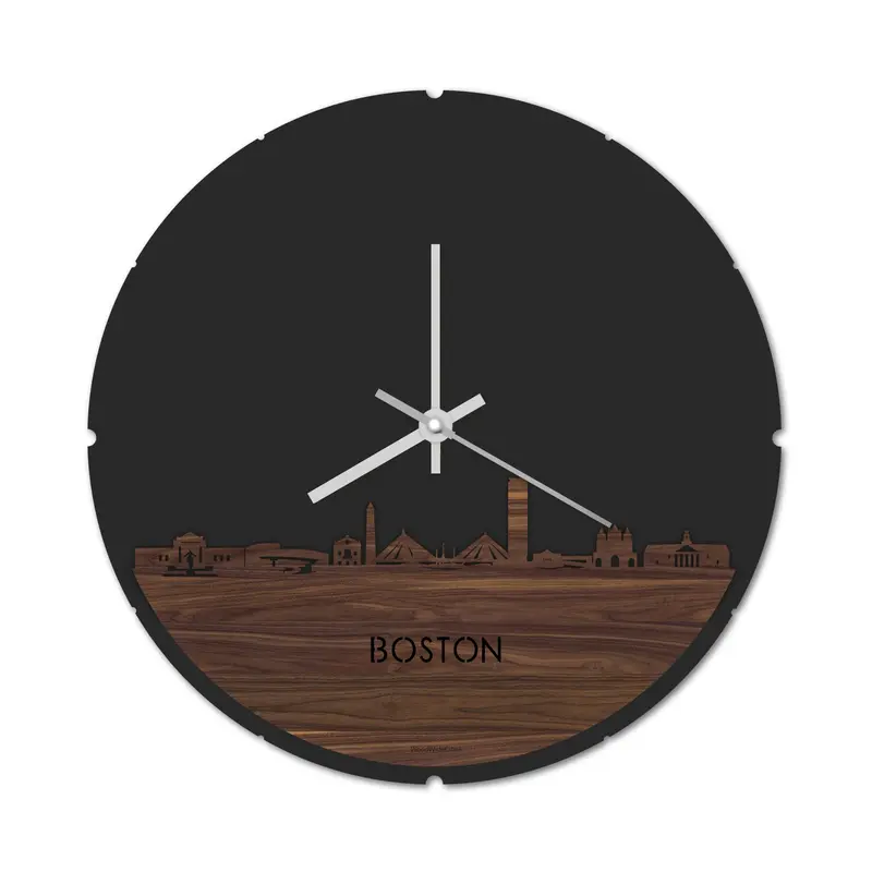 Skyline Klok Rond Boston Noten