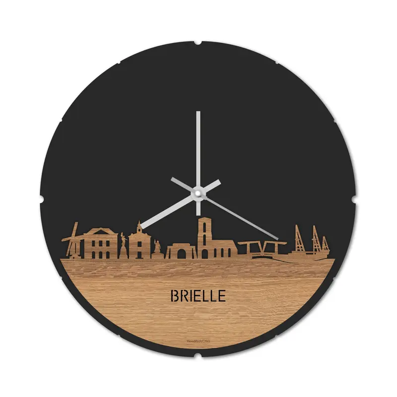 Skyline Klok Rond Brielle Eiken