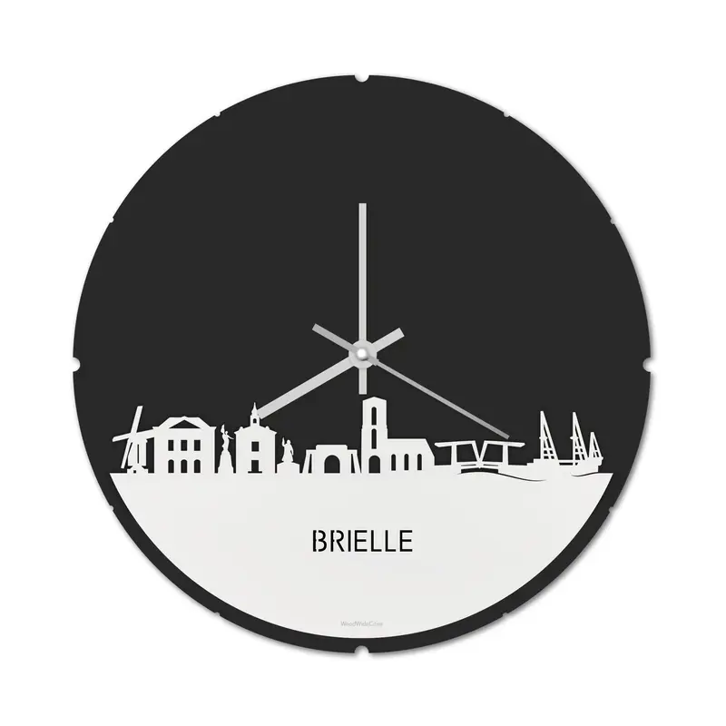 Skyline Klok Rond Brielle Wit Glanzend