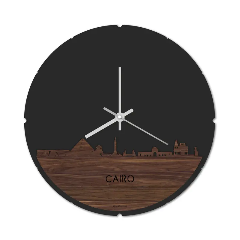 Skyline Klok Rond Cairo Noten