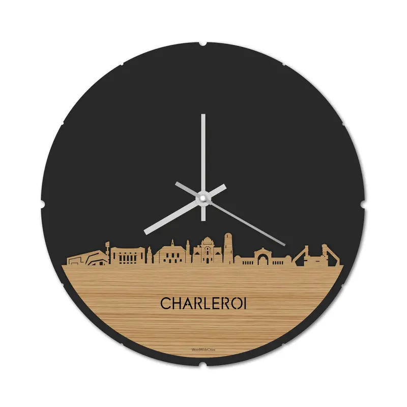 Skyline Klok Rond Charleroi Bamboe