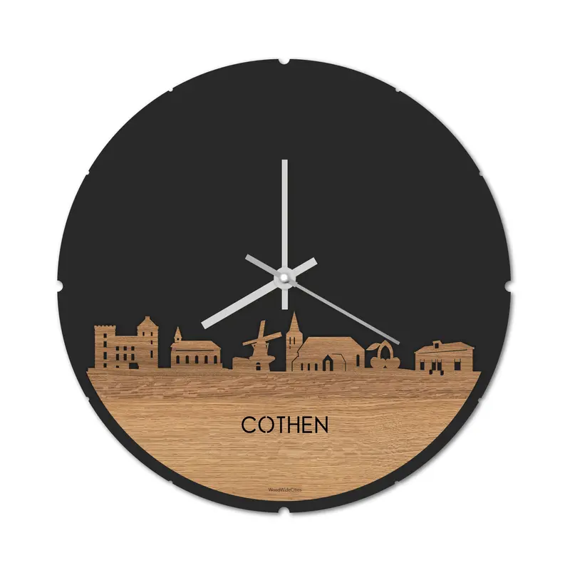 Skyline Klok Rond Cothen Eiken