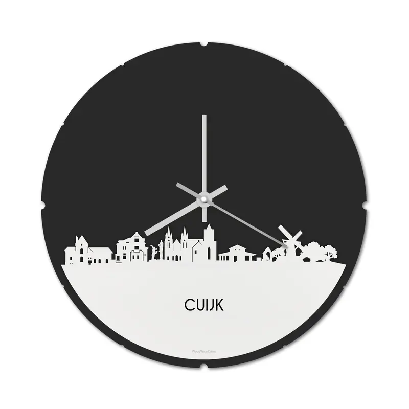 Skyline Klok Rond Cuijk Wit Glanzend