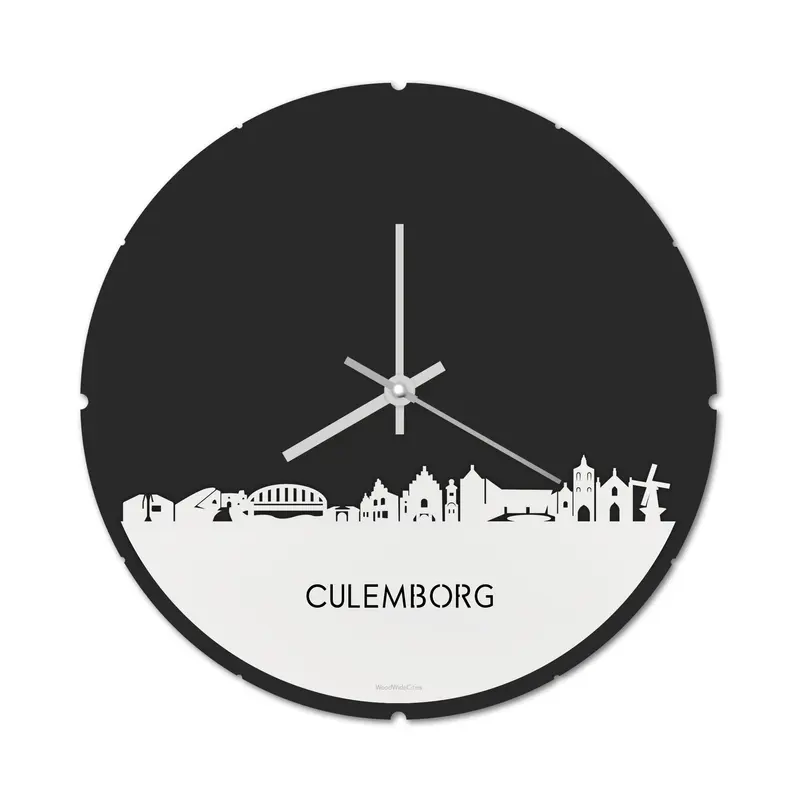 Skyline Klok Rond Culemborg Wit Glanzend