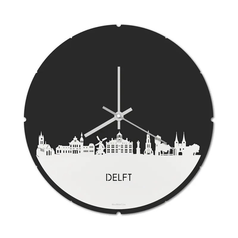 Skyline Klok Rond Delft Wit Glanzend