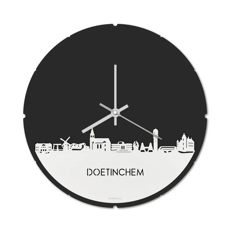 Skyline Klok Rond Doetinchem Wit Glanzend