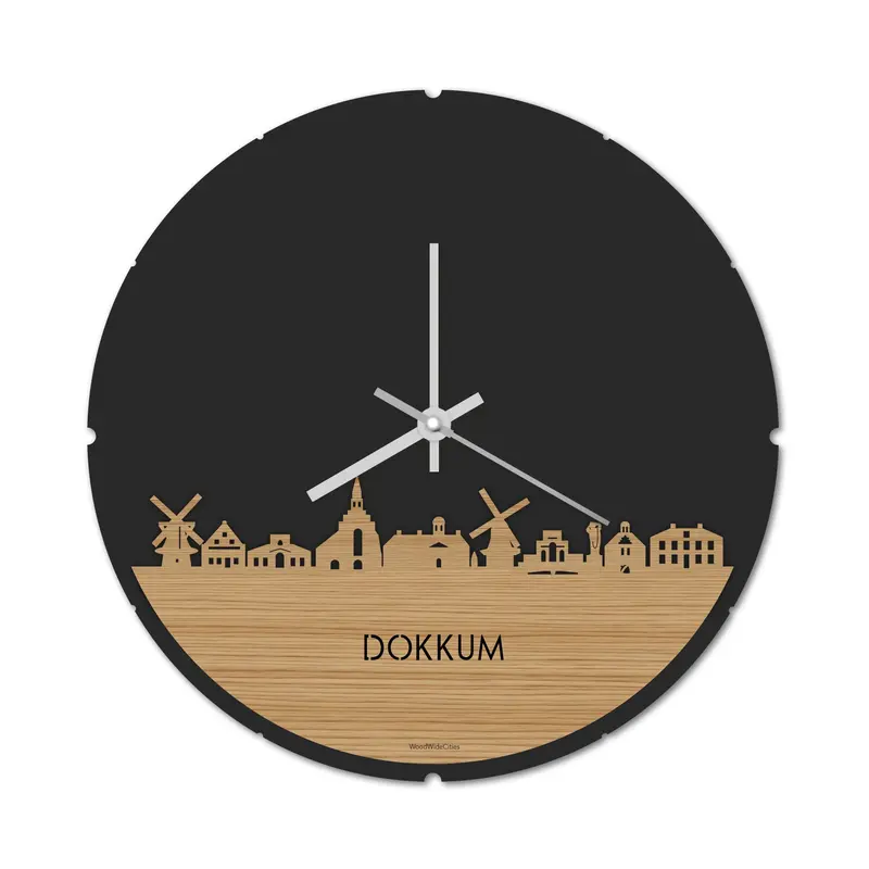 Skyline Klok Rond Dokkum Bamboe