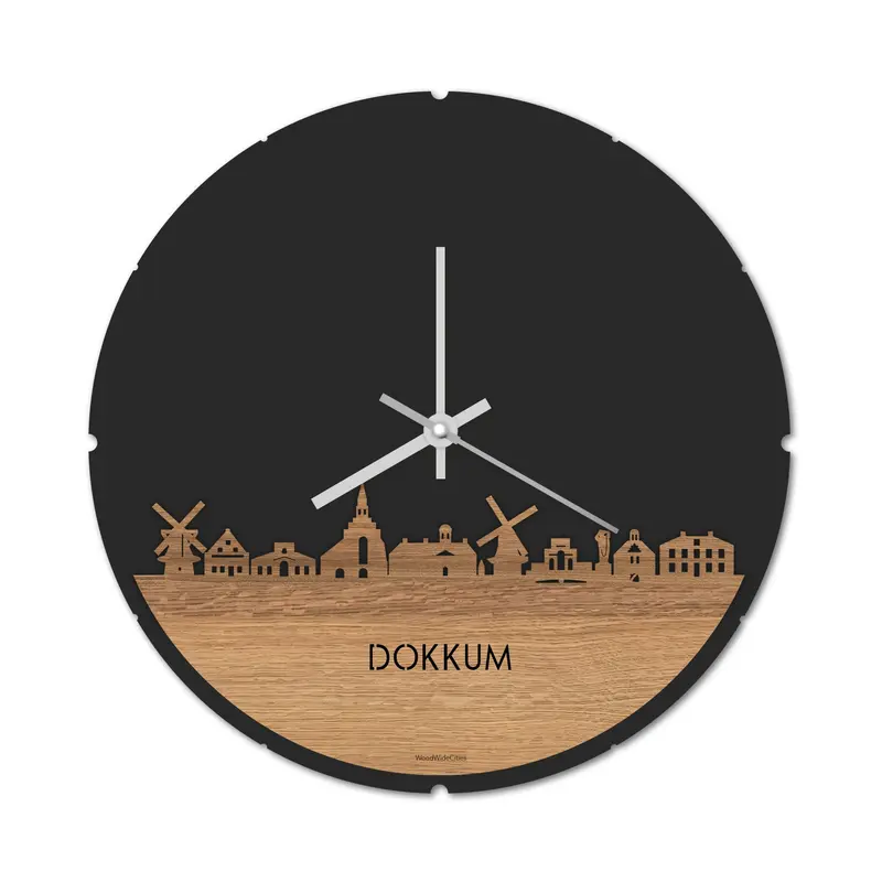 Skyline Klok Rond Dokkum Eiken