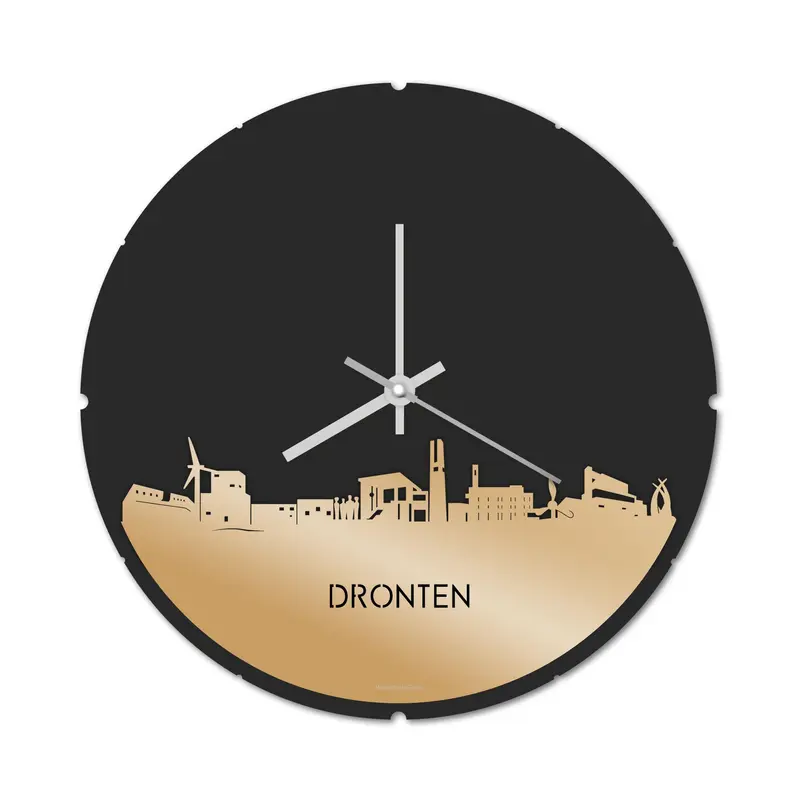 Skyline Klok Rond Dronten Goud Metallic