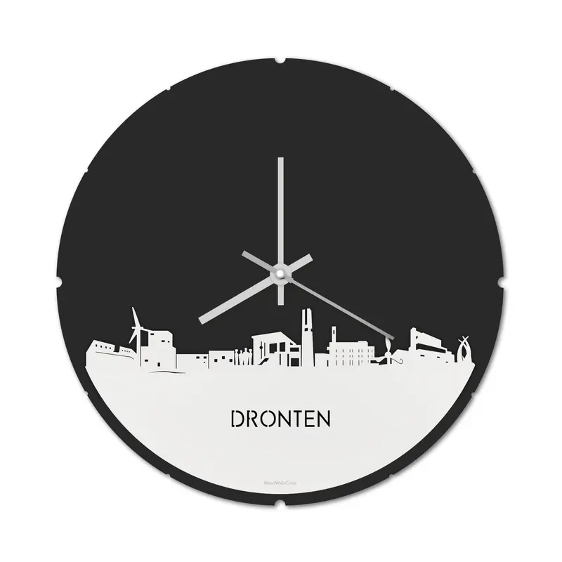 Skyline Klok Rond Dronten Wit Glanzend