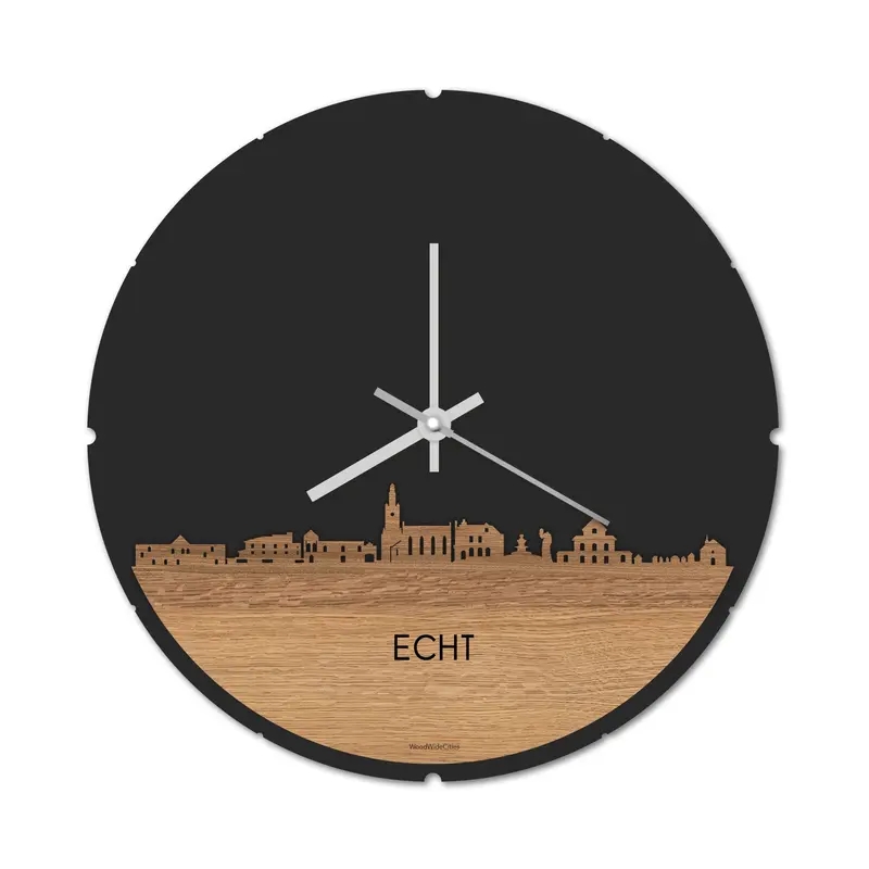 Skyline Klok Rond Echt Eiken