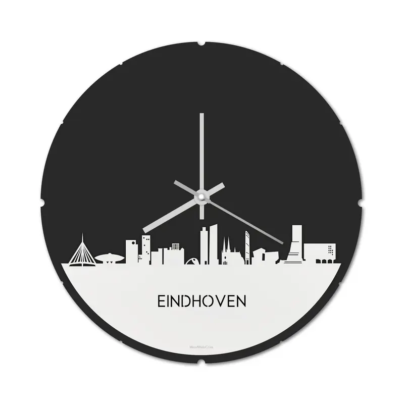 Skyline Klok Rond Eindhoven Wit Glanzend