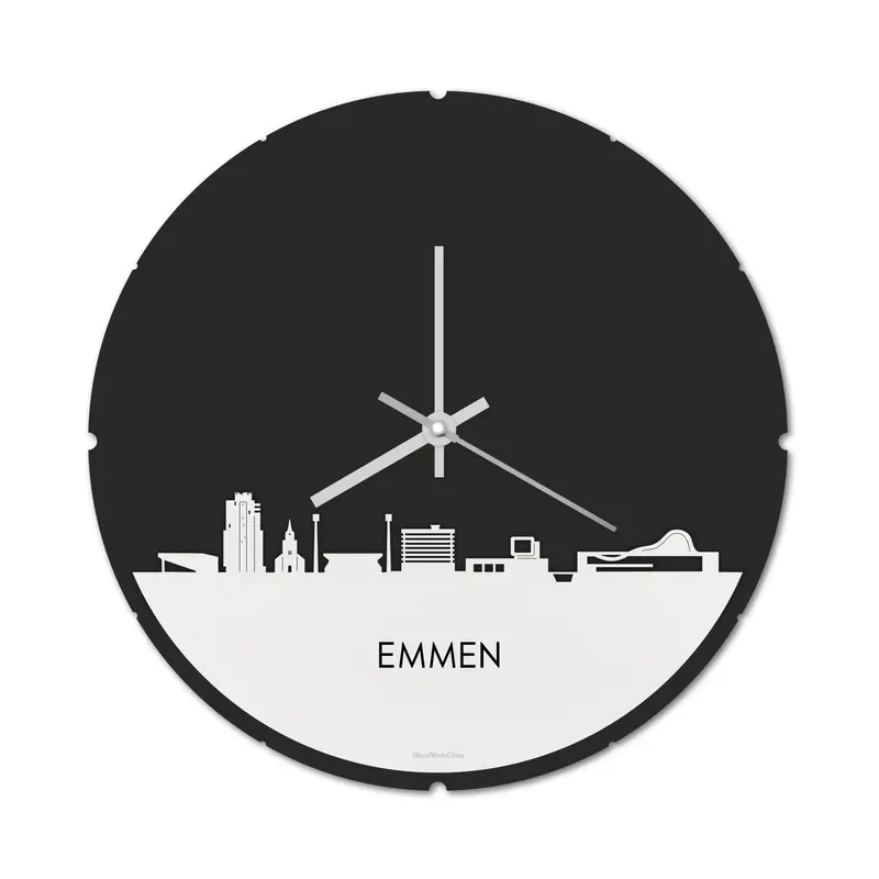 Skyline Klok Rond Emmen Wit Glanzend