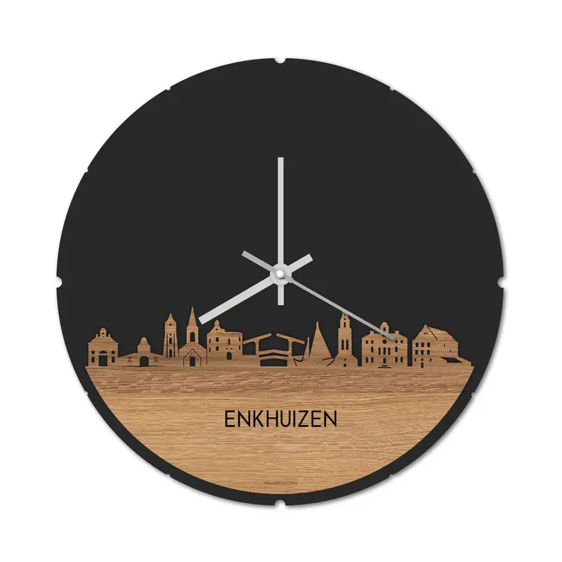 Skyline Klok Rond Enkhuizen Eiken