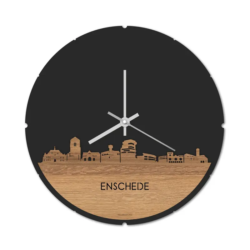 Skyline Klok Rond Enschede Eiken