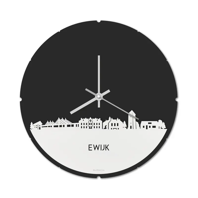 Skyline Klok Rond Ewijk Wit Glanzend