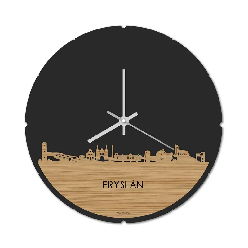 Skyline Klok Rond Fryslân Bamboe