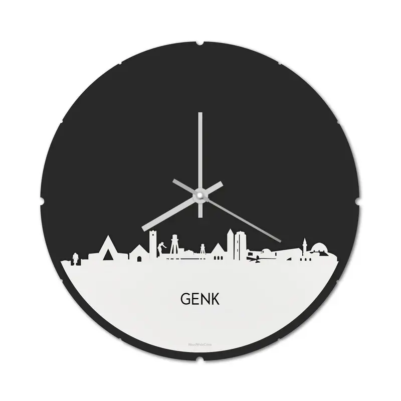 Skyline Klok Rond Genk Wit Glanzend