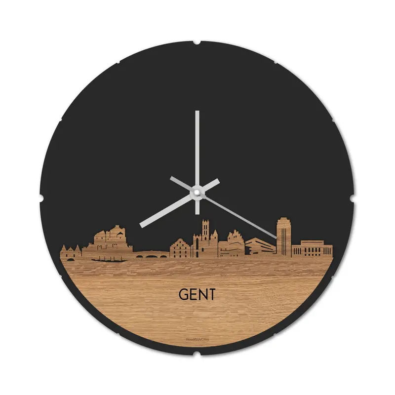 Skyline Klok Rond Gent Eiken